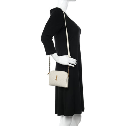 Saint Laurent Lambskin Quilted Gaby Zipped Pouch Crema Soft 2 of 10