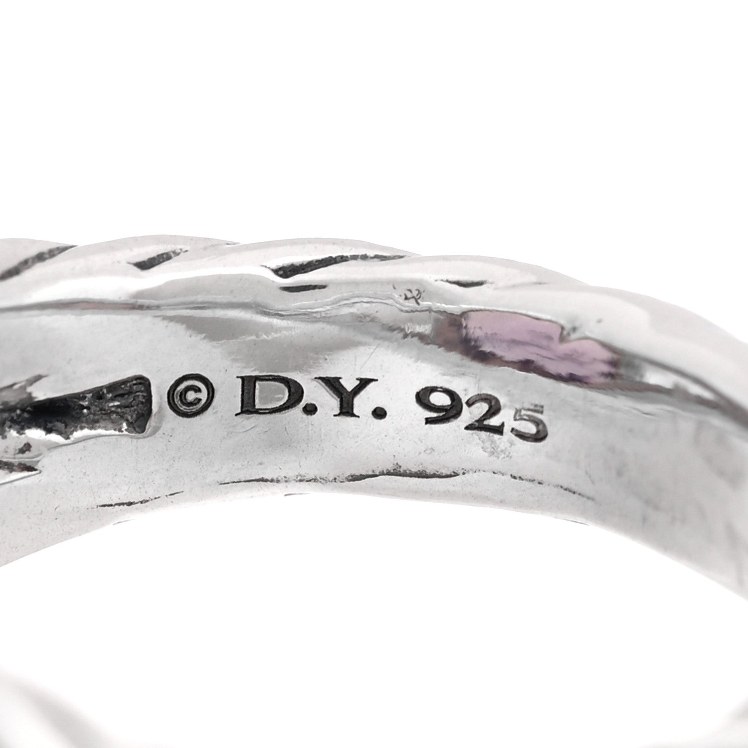 David Yurman Sterling Silver Diamond Amethyst 11mm Albion Ring 48 4.5 4 of 4