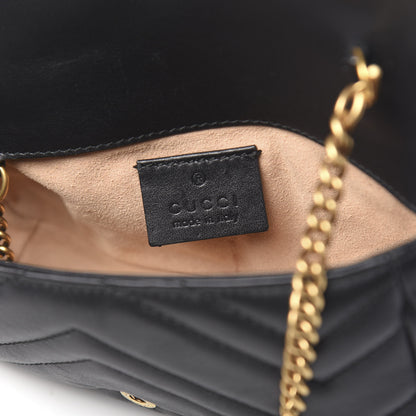 Gucci Calfskin Matelasse Super Mini GG Marmont Shoulder Bag Black 7 of 12