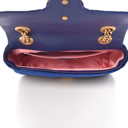 Gucci Velvet Matelasse Mini GG Marmont Shoulder Bag Cobalt Blue 5 of 11