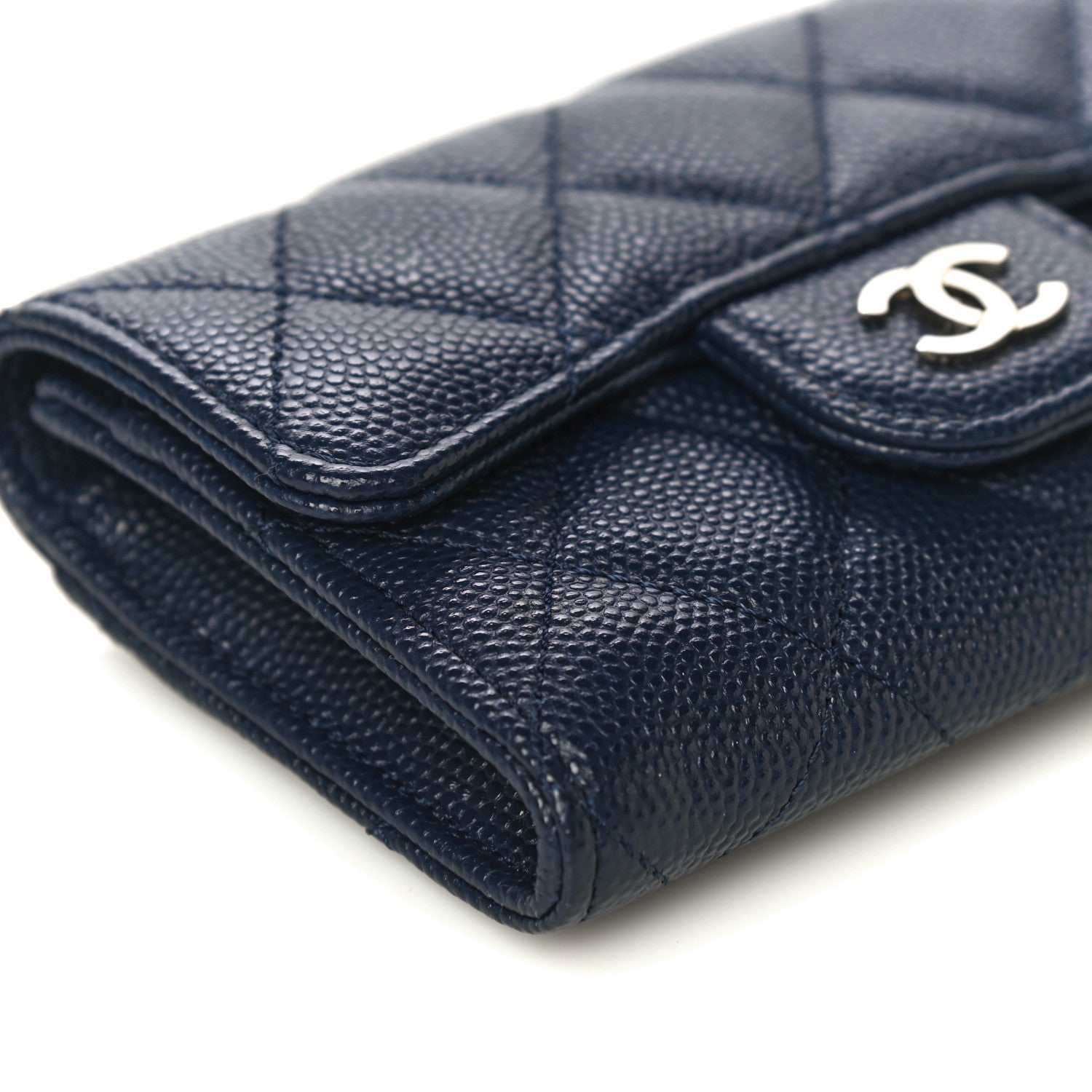 Chanel Caviar Quilted Flap Card Holder Wallet Navy Blue 10 of 12