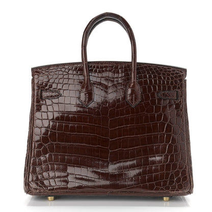 Hermes Shiny Niloticus Crocodile Birkin 25 Miel 4 of 41