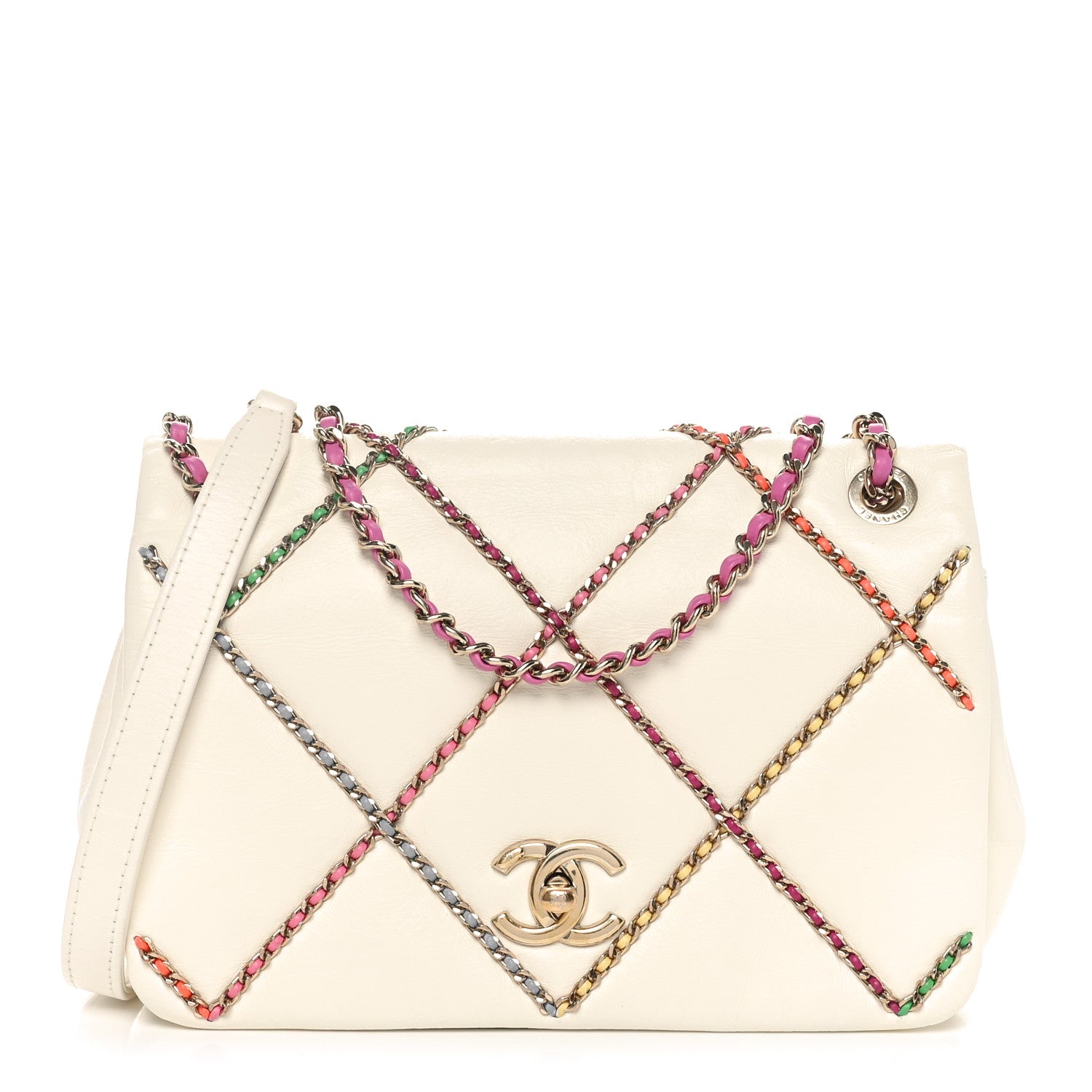 Chanel Lambskin Small Entwined Chain Flap White Multicolor 1 of 10
