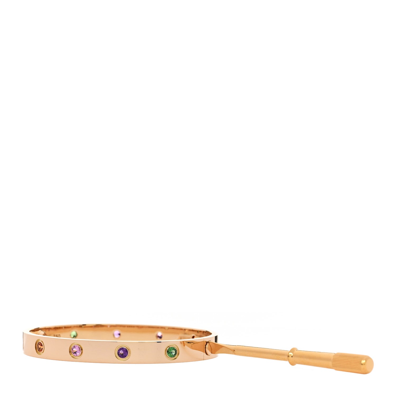 Cartier 18K Pink Gold Sapphire Garnet Amethyst LOVE Bracelet 16 3 of 8