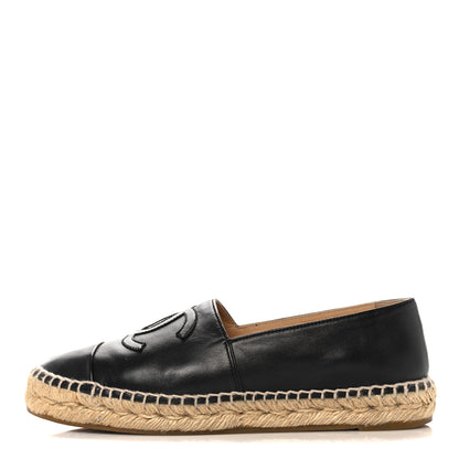 Chanel Lambskin CC Espadrilles 38 Black 1 of 10