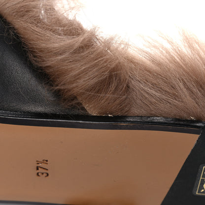 Gucci Calfskin Fur Womens Princetown Slippers 37.5 Black 13 of 14