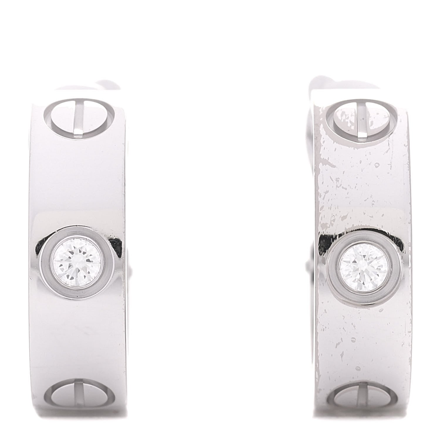 Cartier 18K White Gold 2 Diamond 5.5mm LOVE Hoop Earrings 1 of 6