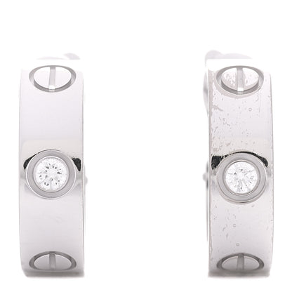 Cartier 18K White Gold 2 Diamond 5.5mm LOVE Hoop Earrings 1 of 6