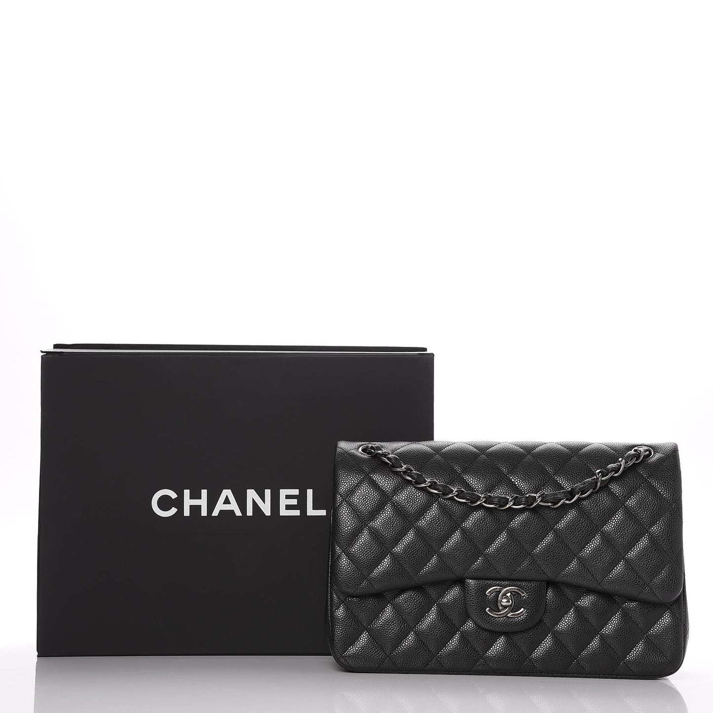 Caviar Quilted Jumbo Double Flap Black