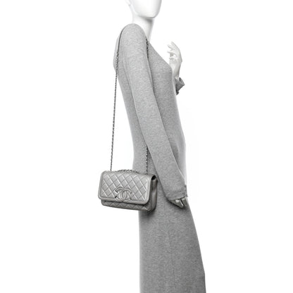 Chanel Metallic Caviar Quilted Small CC Filigree Flap Silver 2 of 12