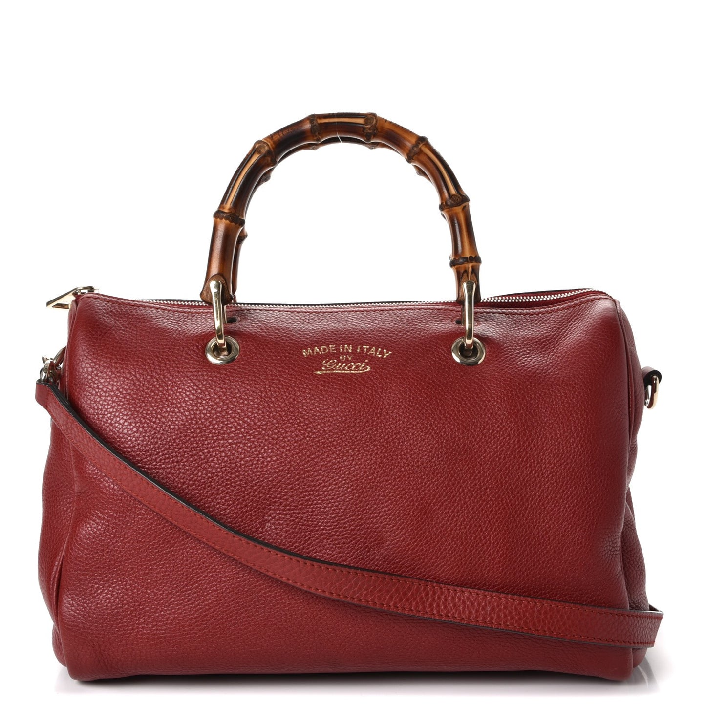Calfskin Bamboo Medium Shopper Boston Red