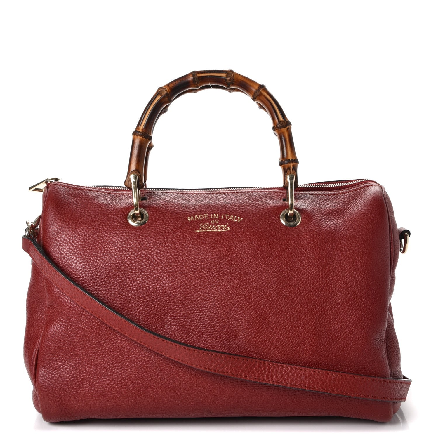 Gucci Calfskin Bamboo Medium Shopper Boston Red 1 of 15