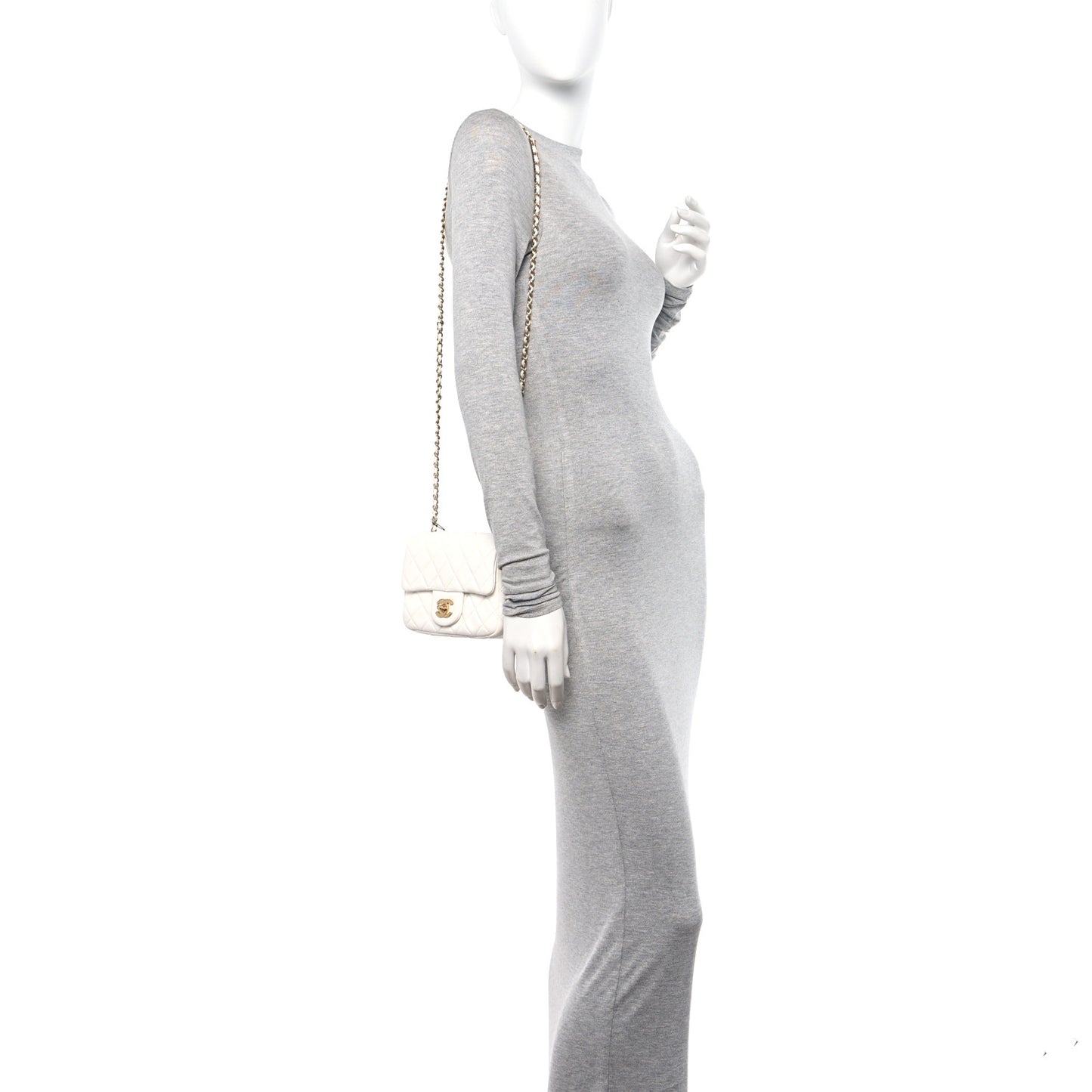 Lambskin Quilted Mini Pearl Crush Flap White