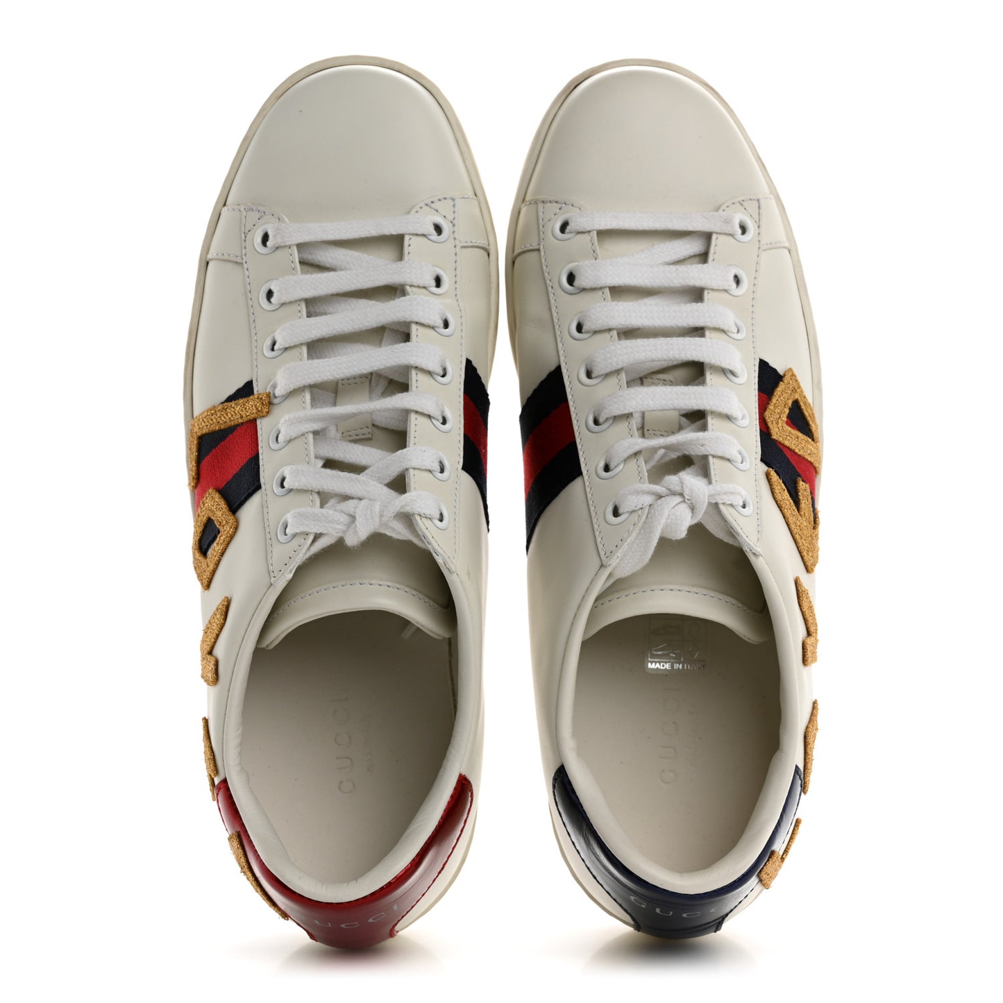 Calfskin Nappa Web LOVED Embroidered Womens Ace Sneakers 38 White Red Flame Notte