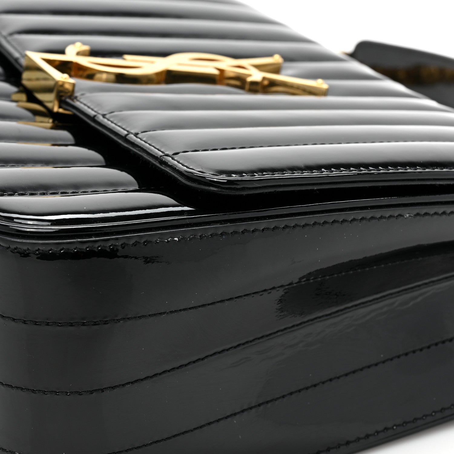 Saint Laurent Patent Matelasse Monogram Large Vicky Chain Bag Black 13 of 16