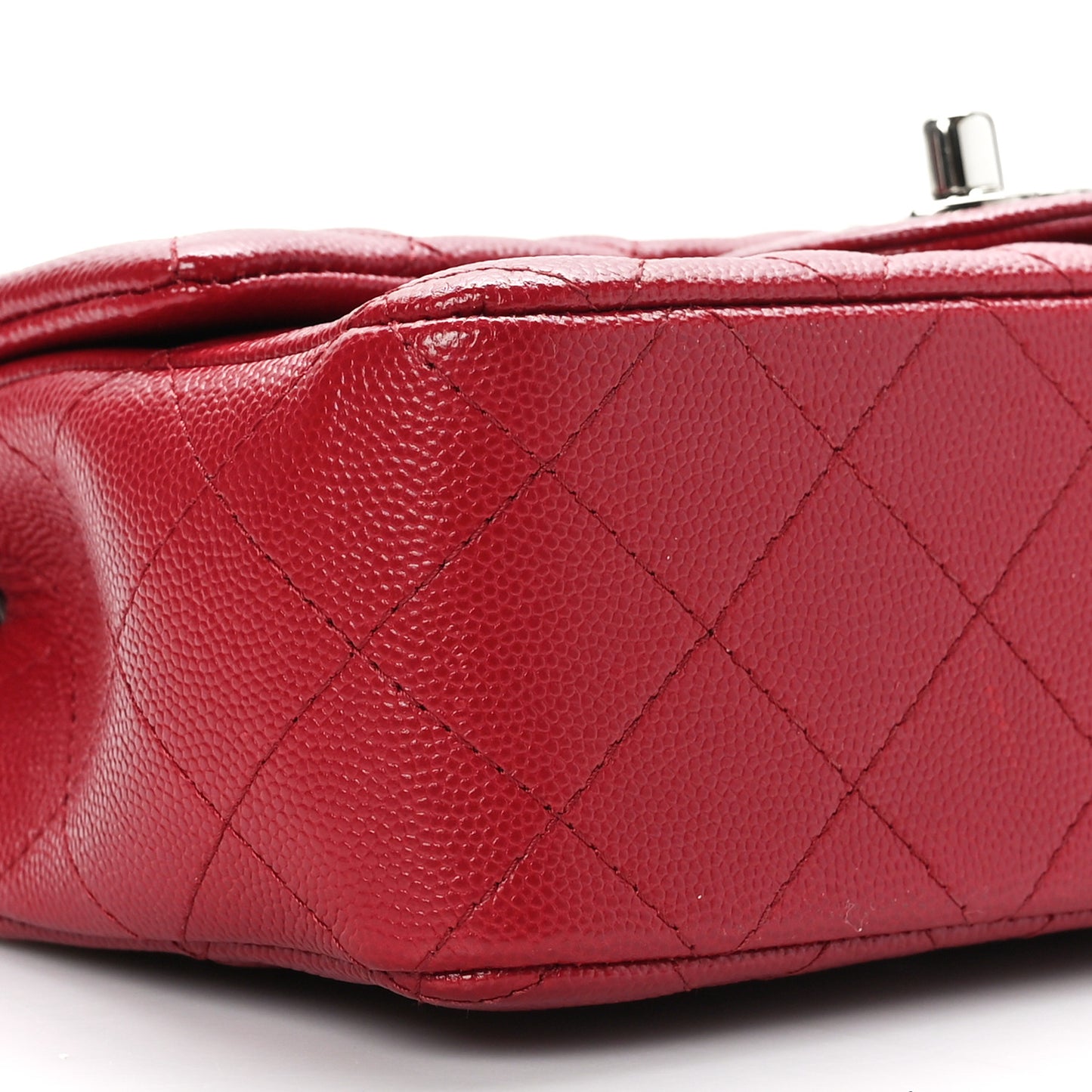 Caviar Quilted Mini Rectangular Flap Red