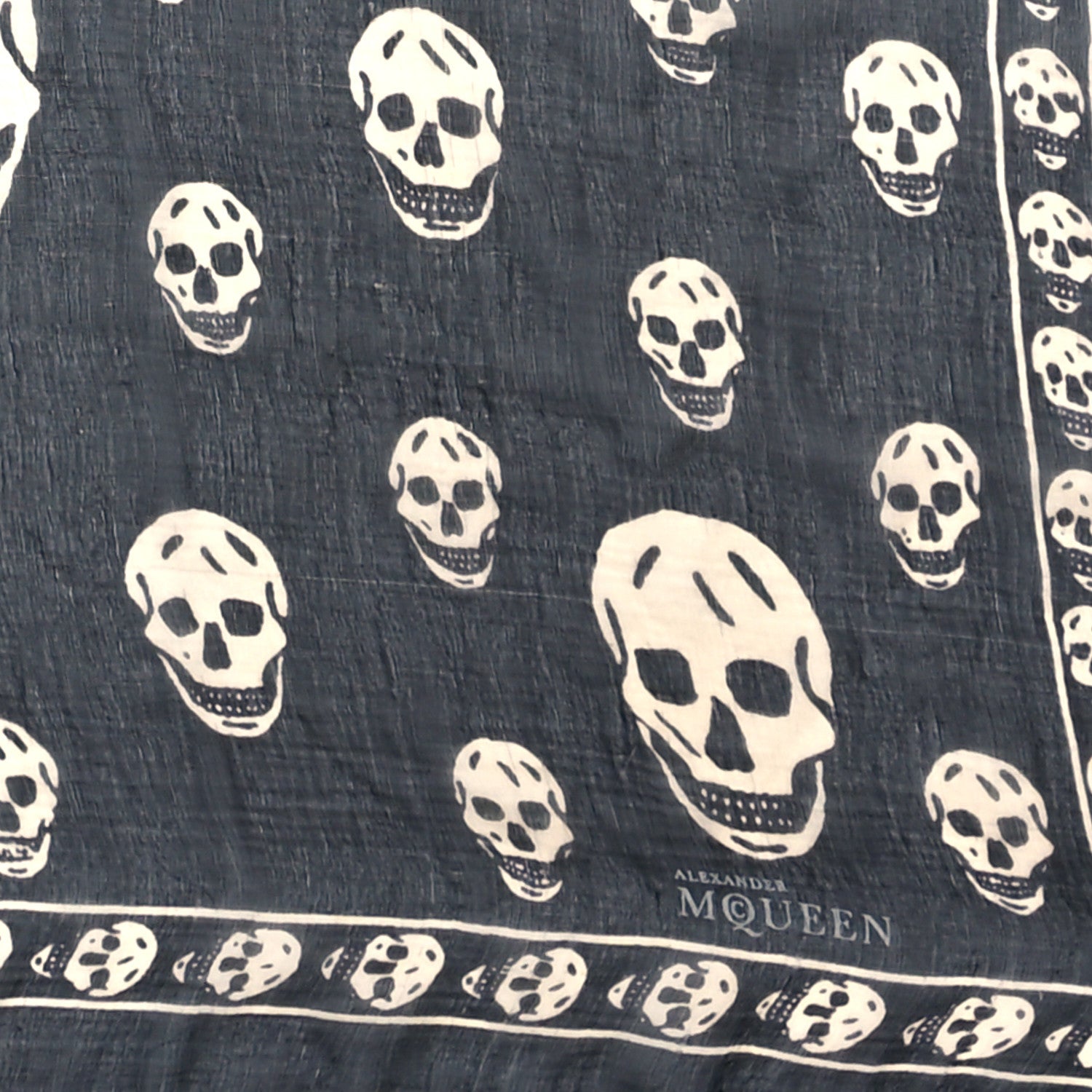 Alexander McQueen Silk Chiffon Skull Scarf Black Ivory 3 of 4