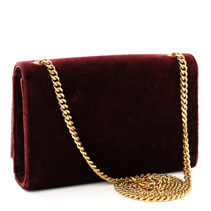Saint Laurent Velvet Small Classic Monogram Kate Tassel Satchel Burgundy 3 of 10