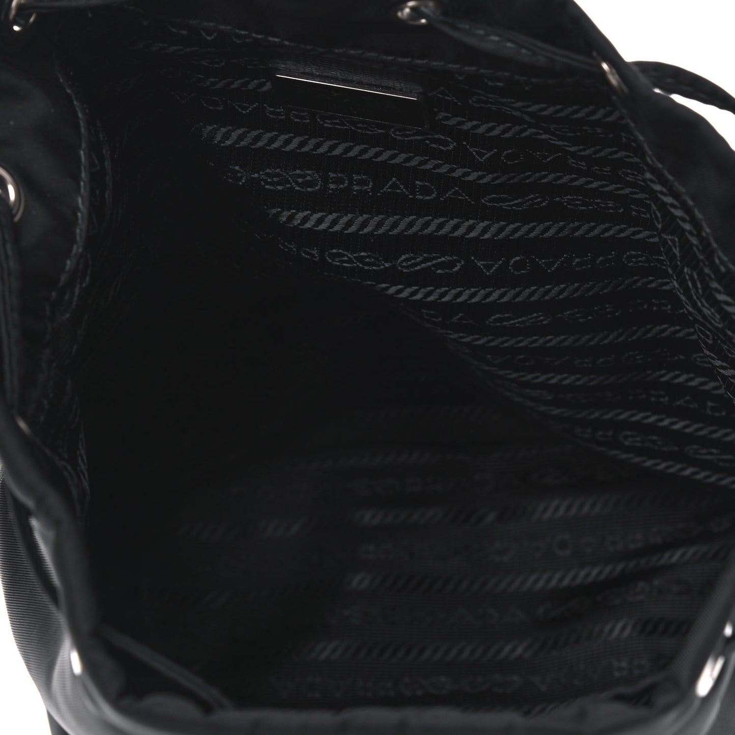 Saffiano Tessuto Nylon Vela Bucket Wristlet Black