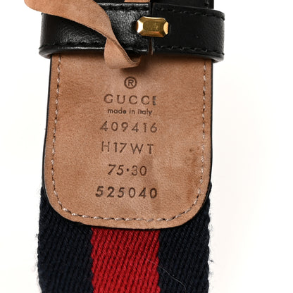 Gucci Nylon Calfskin Double G Web 40mm Belt 75 30 Blue Red Black 4 of 5