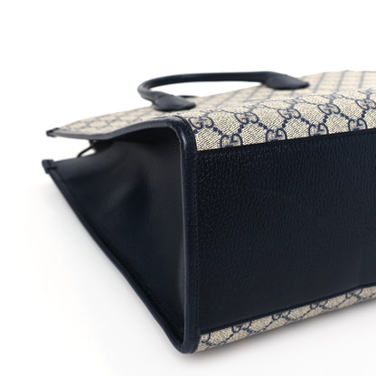 Gucci GG Supreme Monogram Textured Dollar Calfskin Web Medium Retro Interlocking G Tote Bag Beige Blue 8 of 12