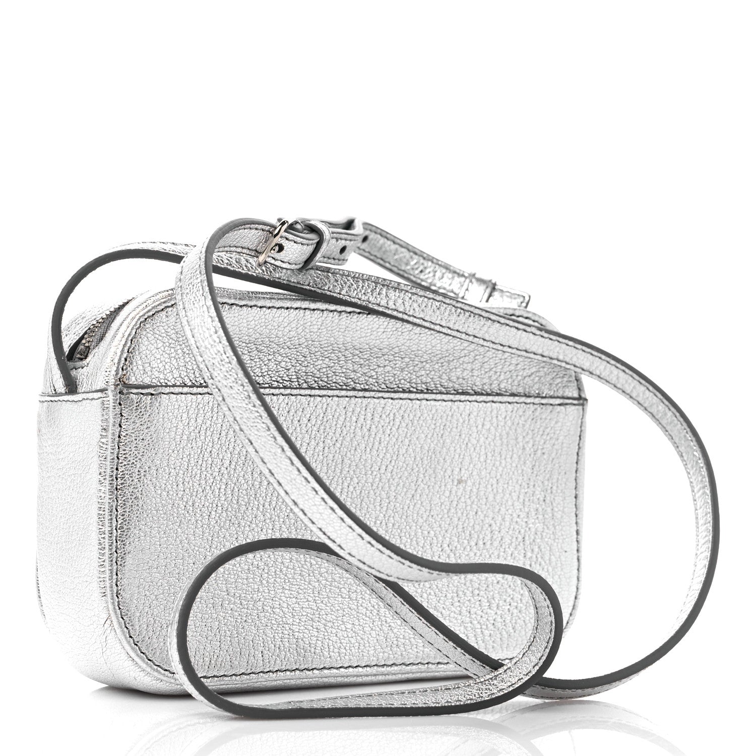 Balenciaga Metallic Goatskin Logo XS Everyday Camera Bag Argent Black 3 of 13