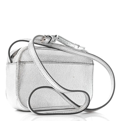Balenciaga Metallic Goatskin Logo XS Everyday Camera Bag Argent Black 3 of 13