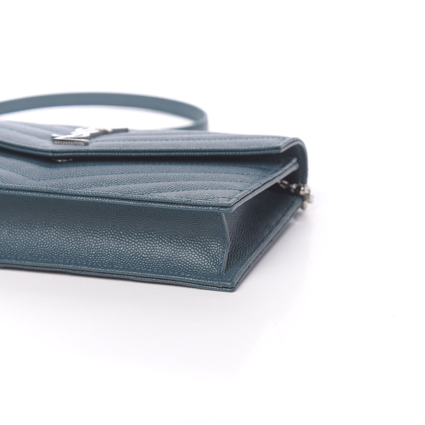 Grain De Poudre Matelasse Chevron Monogram Envelope Chain Wallet Peacock Green