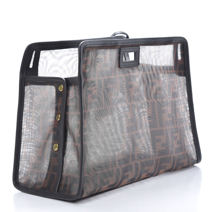 Fendi Mesh Vitello Century FF 1974 Mini Peekaboo Defender Cover Marrone Black Ebano 3 of 9