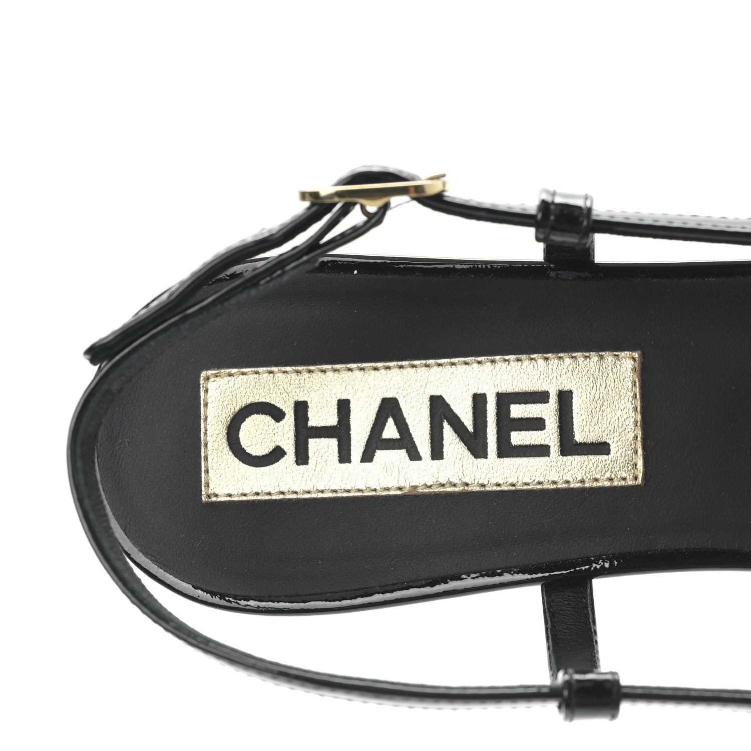 Chanel Patent CC Low Heel Slingback 38 Black 7 of 8