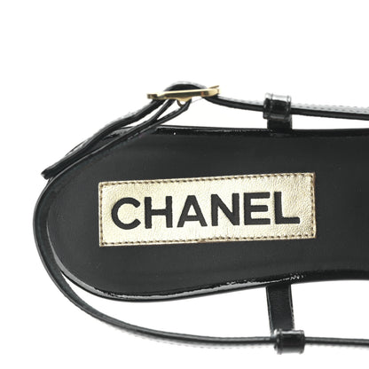 Chanel Patent CC Low Heel Slingback 38 Black 7 of 8