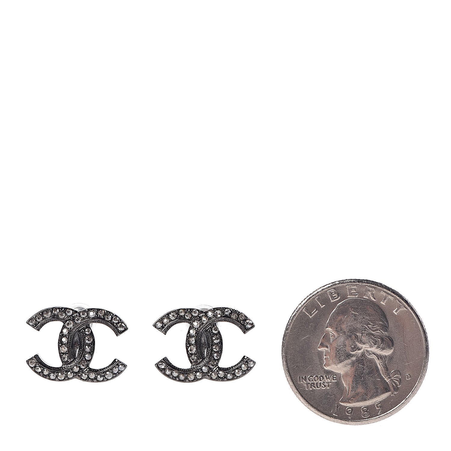Chanel Ruthenium Crystal CC Earrings 2 of 5
