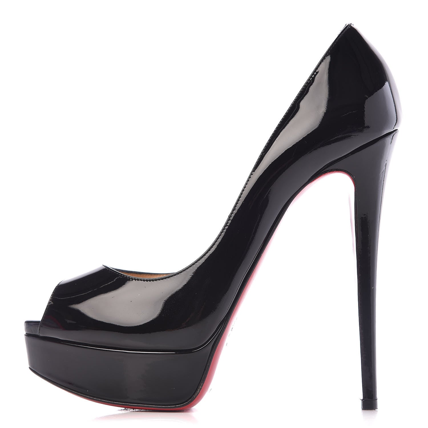 Christian Louboutin Patent Lady Peep 150 Pumps 38.5 Black 1 of 17