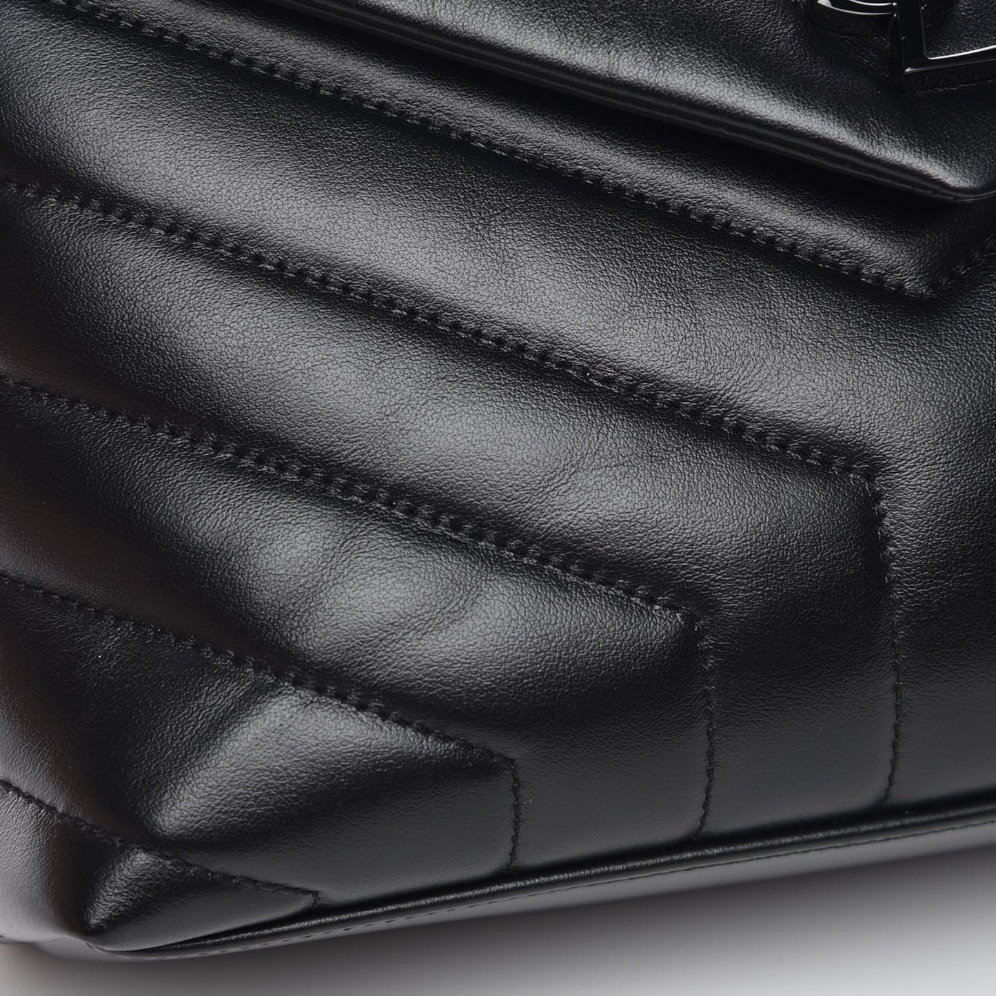 Calfskin Y Quilted Monogram Small Loulou Chain Satchel Black