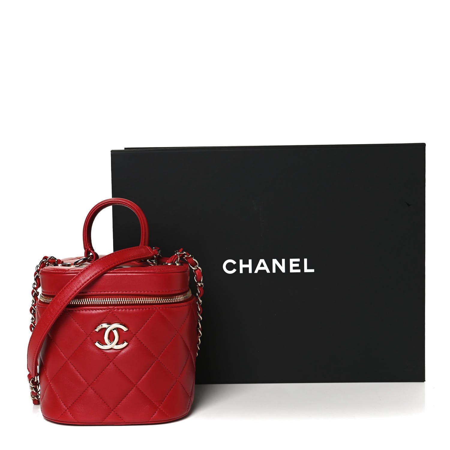 Chanel Lambskin Quilted Trendy Vanity Case Red 11 of 11