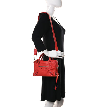 Balenciaga Matte Goatskin Rubber Covered Classic Hardware Mini City Rouge Coquelicot Rouge Braise 2 of 11