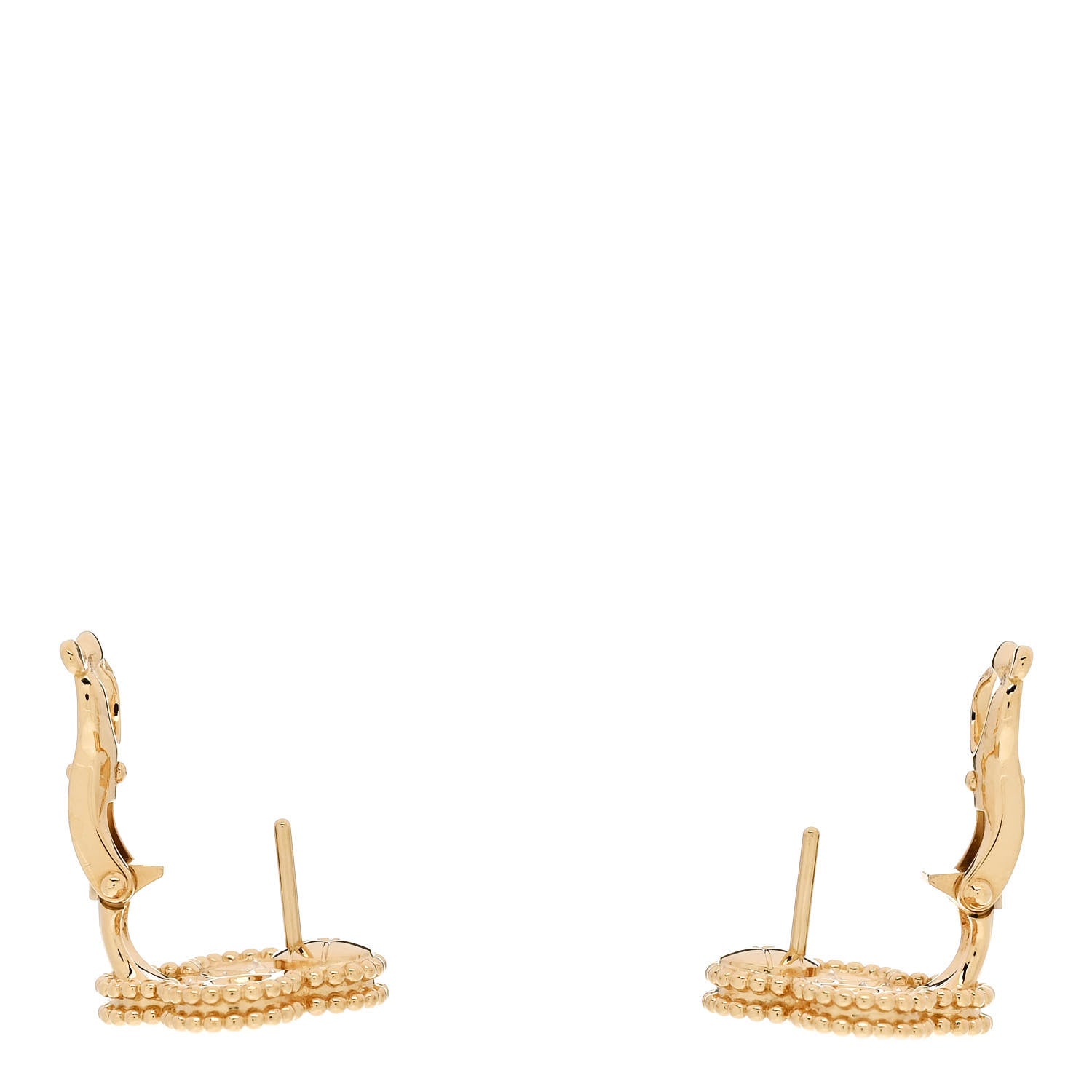Van Cleef & Arpels 18K Yellow Gold Diamond Vintage Alhambra Earrings 3 of 5