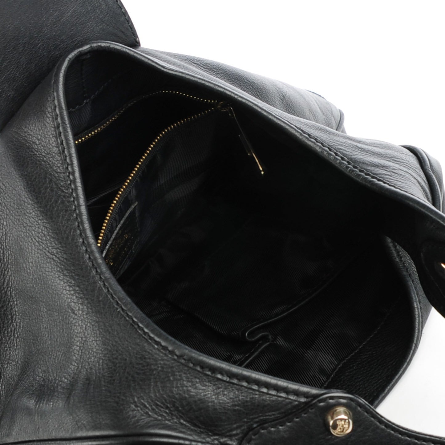 Calfskin Buckle Hobo Black