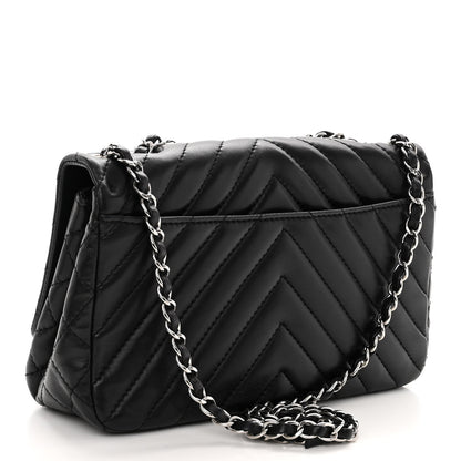 Chanel Lambskin Surpique Chevron Medium Single Flap Black 3 of 10
