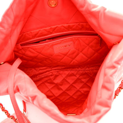 Chanel Shiny Calfskin Quilted Small Chanel 22 Coral 11 of 21