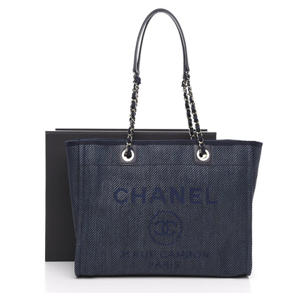 Chanel Denim Small Deauville Tote Dark Blue 11 of 11