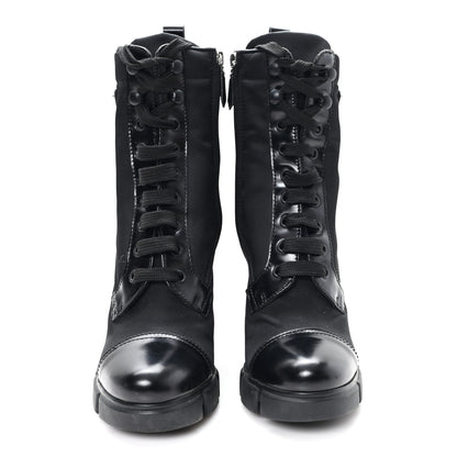 Prada Spazzolato Re-Nylon Metal Triangle Logo 110mm Ankle Boots 37 Black 3 of 9