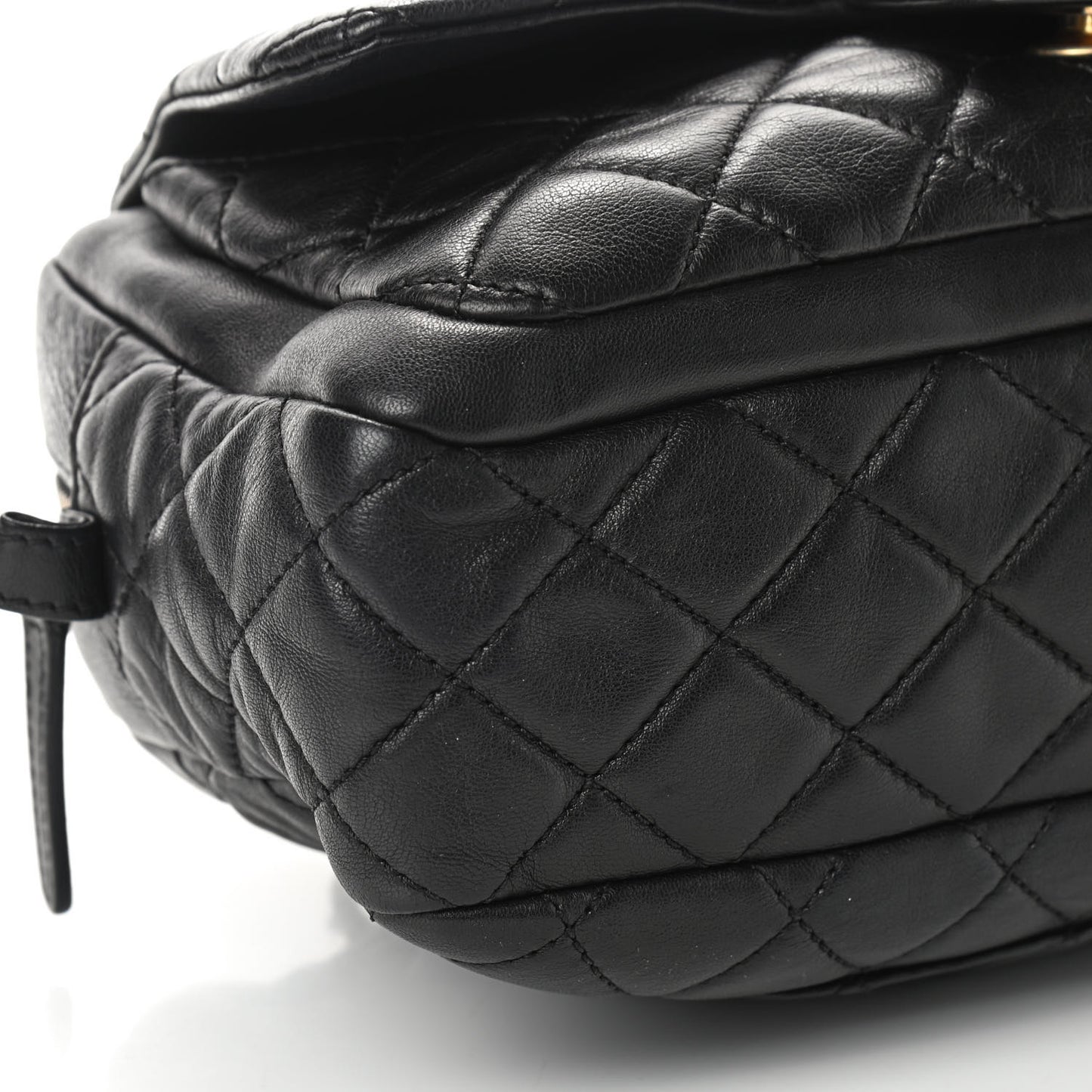 Lambskin Quilted Travel Flap Tote Black