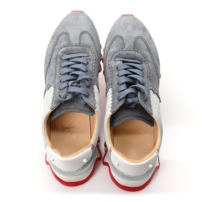 Christian Louboutin Suede Calfskin Mens Loubishark Sneakers 45 Grey Blue 2 of 9