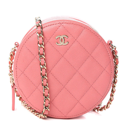 Chanel Caviar Quilted Round Clutch With Chain Pink 1 of 10