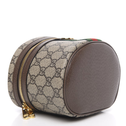 Gucci GG Supreme Monogram Textured Calfskin Web Ophidia Vanity Cosmetic Case Beige Ebony New Acero 4 of 11