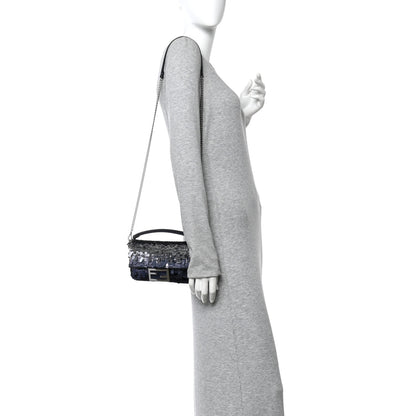Fendi Sequin Paillettes Shiny Nappa Sex and the City Mini Baguette Midnight 2 of 9