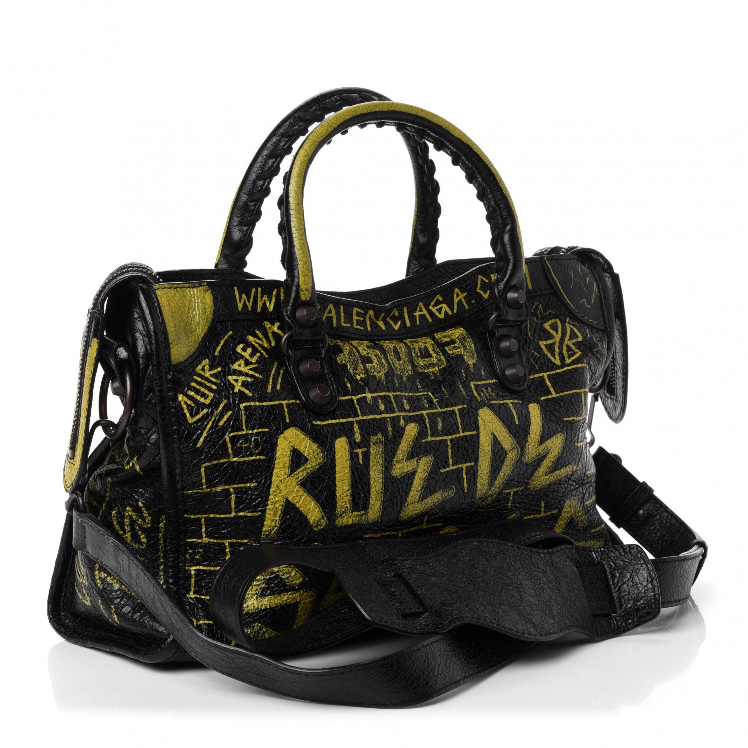 Balenciaga Agneau Graffiti Classic Hardware S City Black Yellow 2 of 4