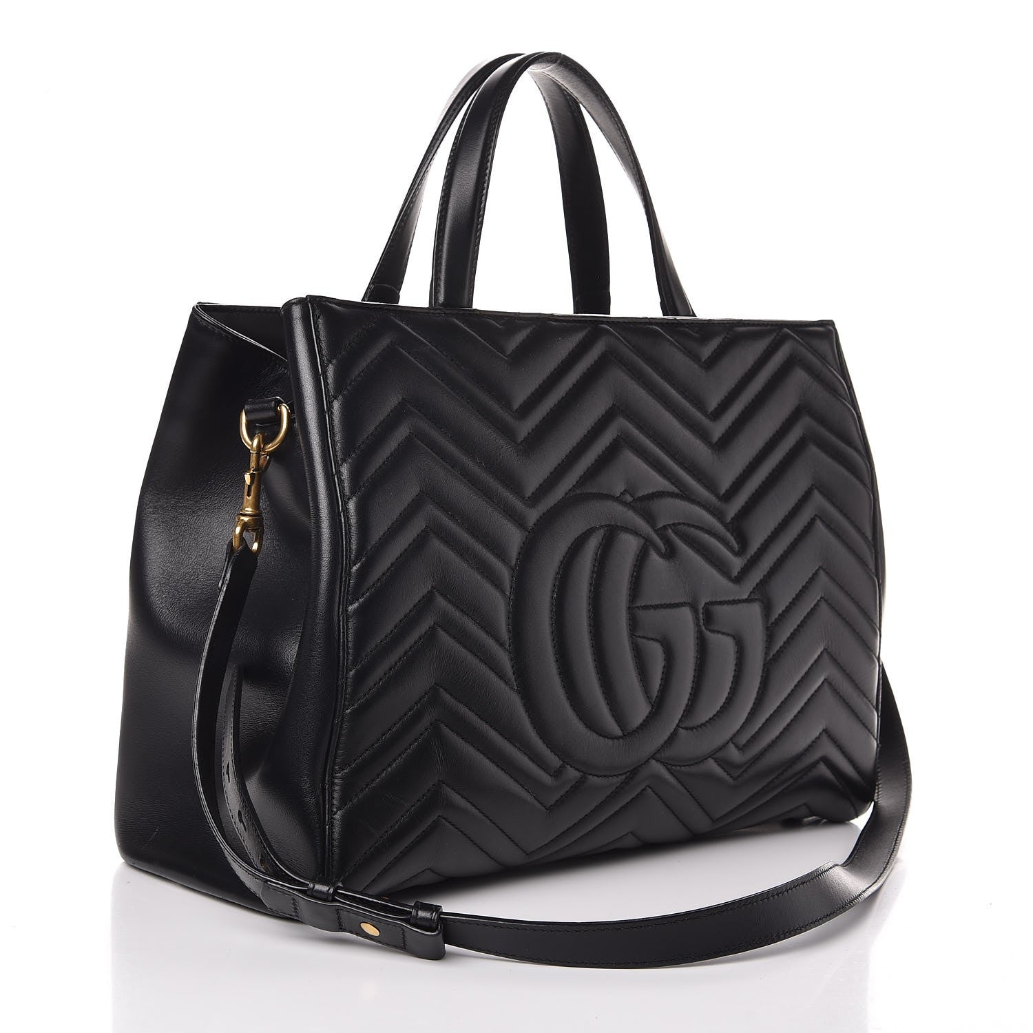 Gucci Calfskin Matelasse Medium GG Marmont Tote Black 4 of 12