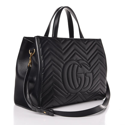 Gucci Calfskin Matelasse Medium GG Marmont Tote Black 4 of 12